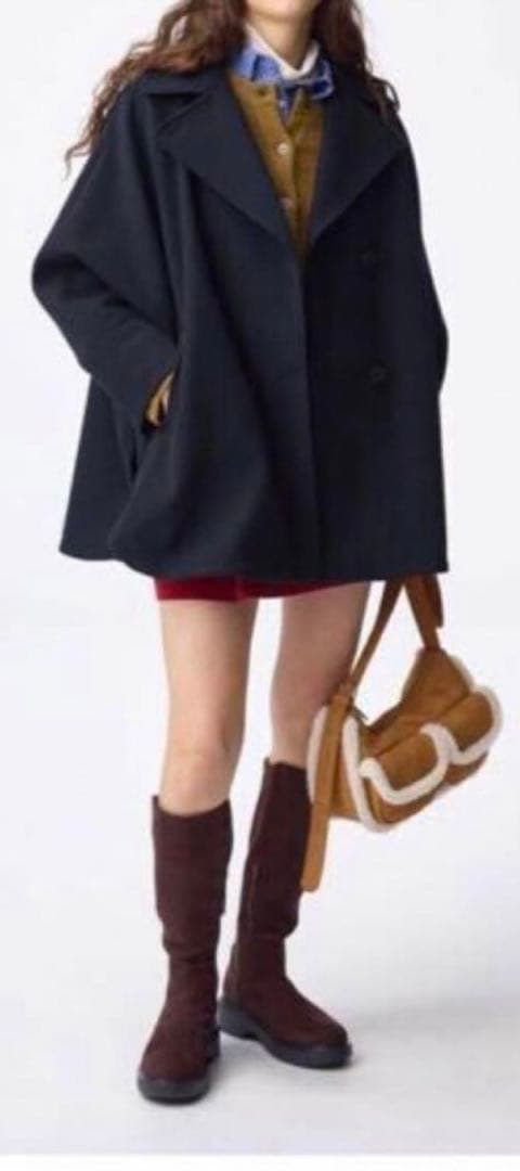 3日後削除します！完売品⭐︎新品GU コージーメルトンケープコート L ネイビー