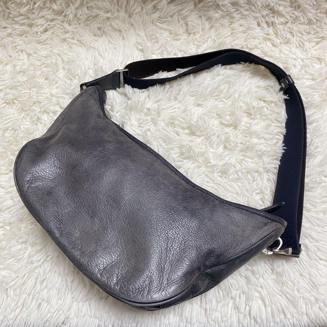 希少カラー【aniary/アニアリ】ショルダーバック　舟型　レザー　グレー