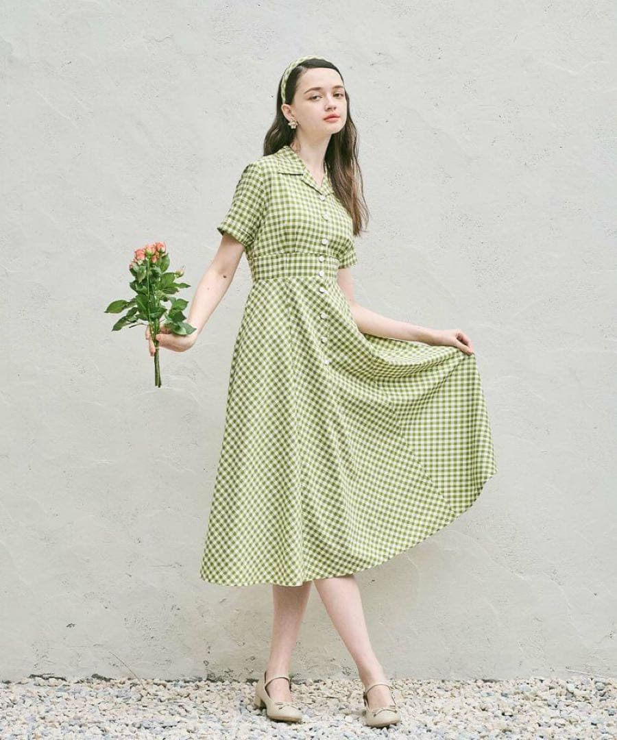 レトロギンガム開衿ワンピース/an another angelus