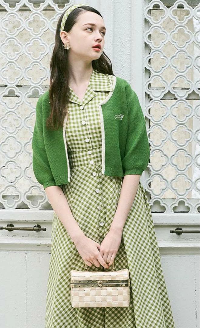 レトロギンガム開衿ワンピース/an another angelus