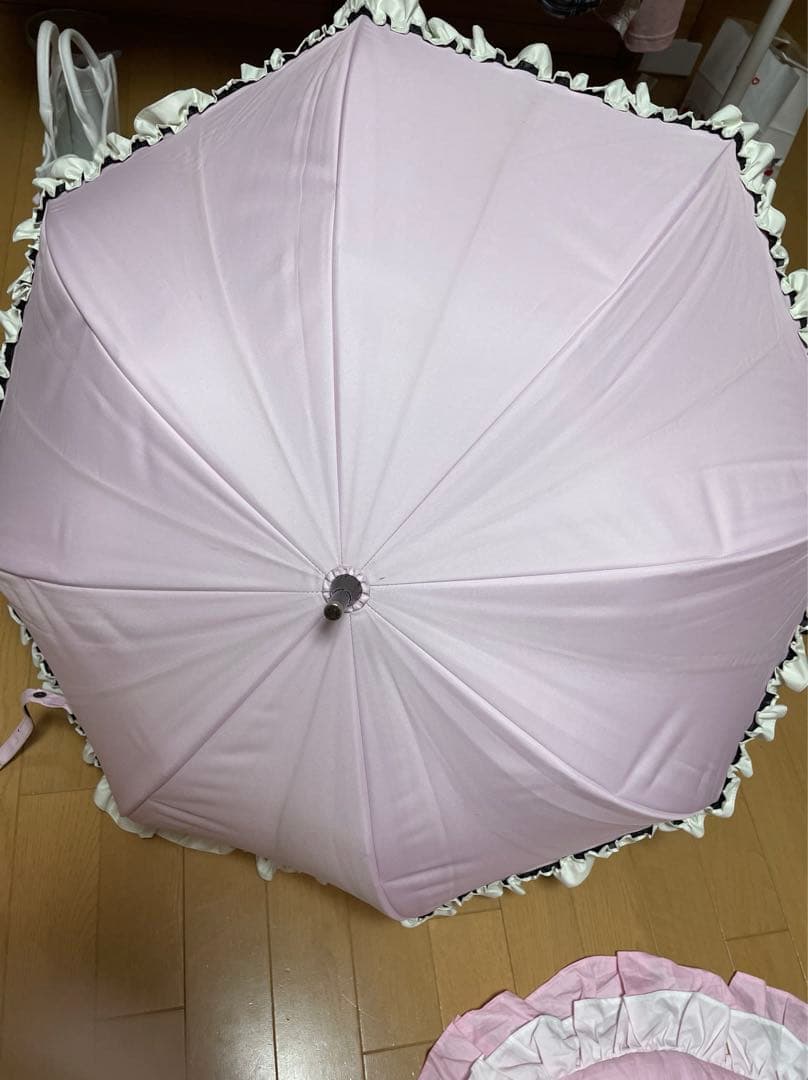 芦屋ロサブラン 日傘 ショートサイズ シングルフリル 長傘　パウダリーピンク