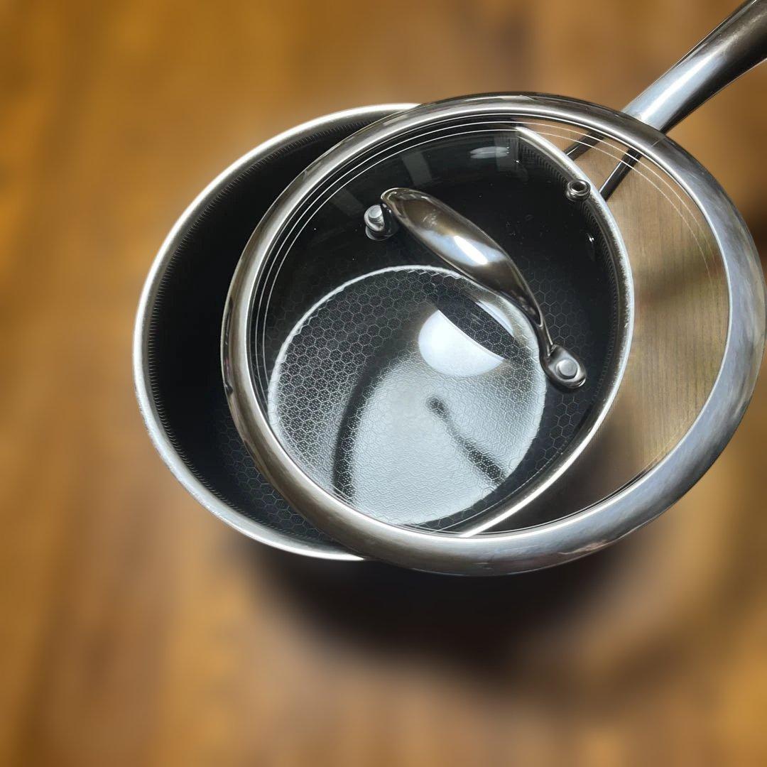 HEXCLADハイブリッドノンスティック片手鍋 ガラス蓋付き20㎝