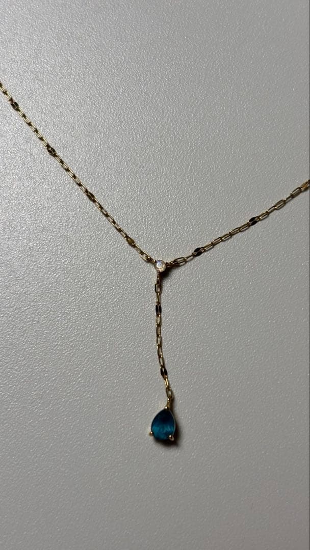 保証書、巾着付き【ete】 k18 ブルートパーズ ストーン ネックレス エテ