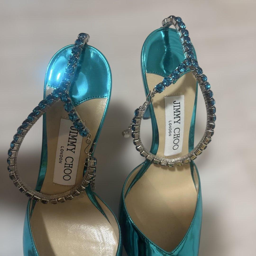 JIMMY CHOO SAEDA100 & CIBELLE ティールサンダル