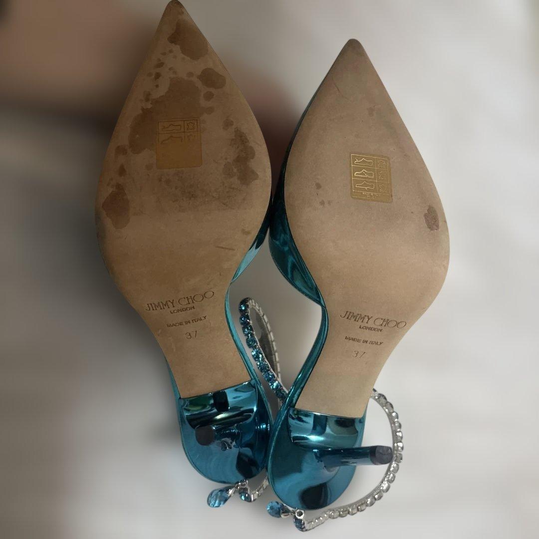 JIMMY CHOO SAEDA100 & CIBELLE ティールサンダル