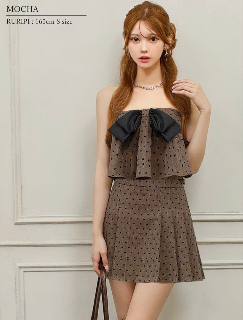 【完売商品】モカ ドット柄 キャバドレス