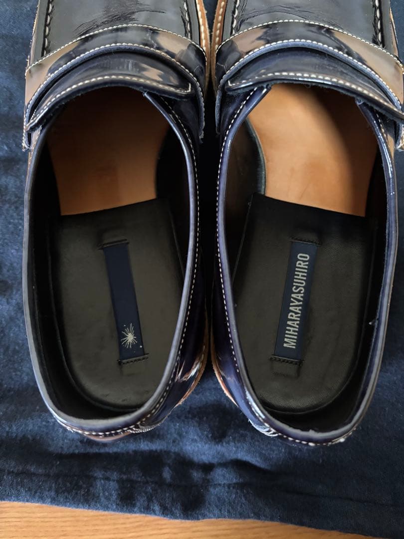 ミハラヤスヒロ ブラウン パテントレザー ローファー　26cm