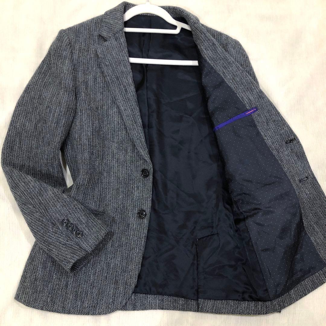 Paul Smith ポールスミス ミックスニット テーラードジャケット グレー