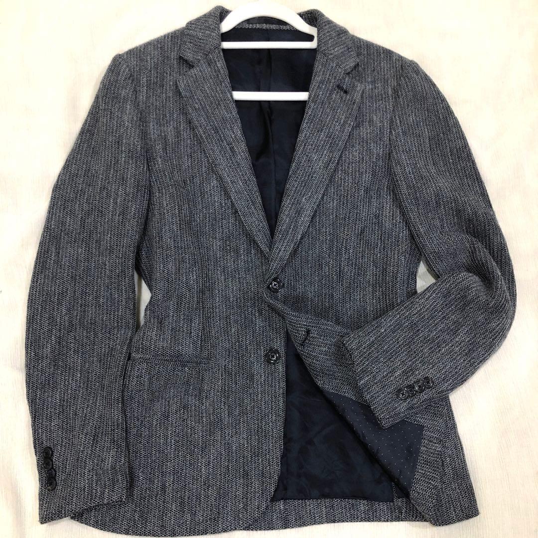 Paul Smith ポールスミス ミックスニット テーラードジャケット グレー