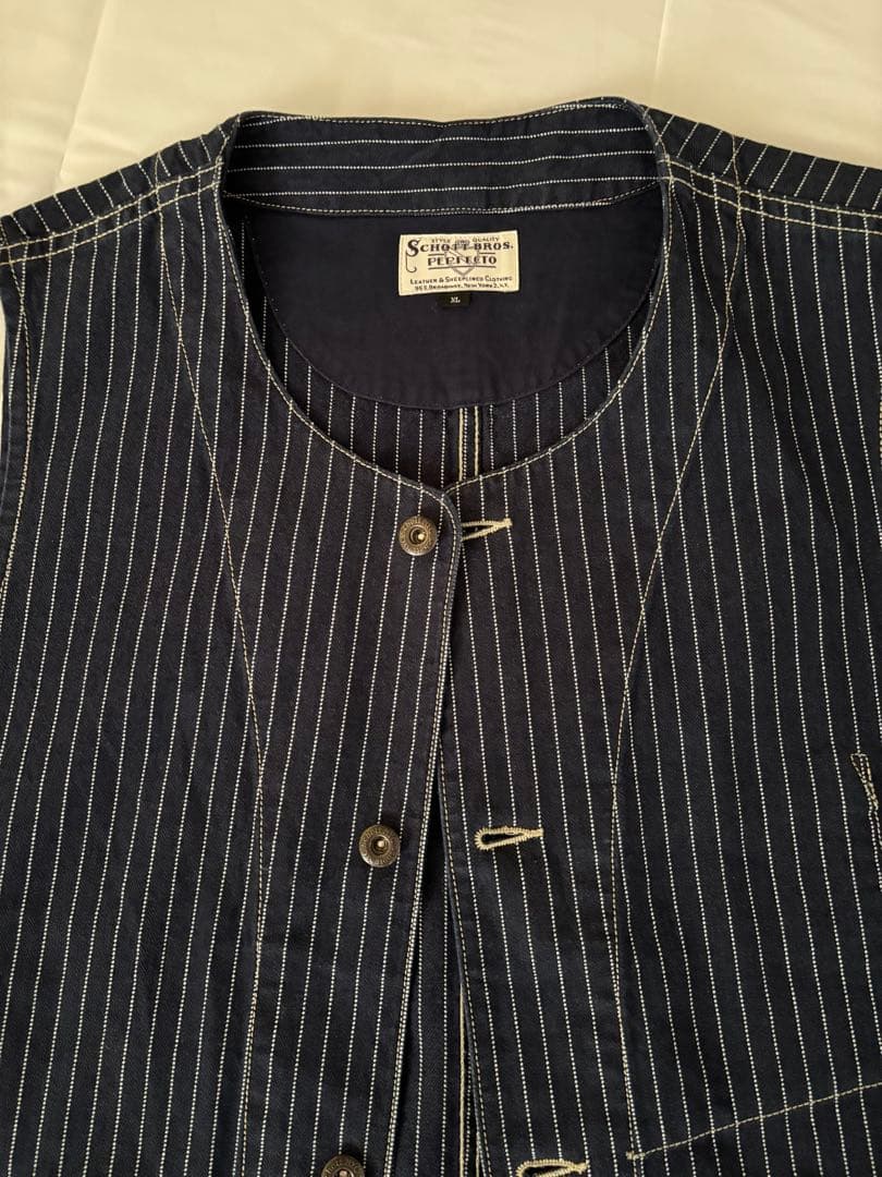 Schott ショット オールドヒッコリー デニムベスト XL ピンストライプ