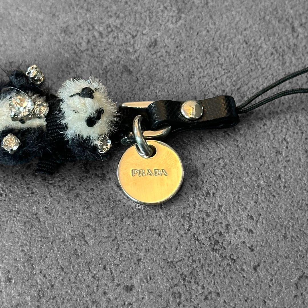 アクセサリー PRADA Mohair Panda Crystal Charm Strap