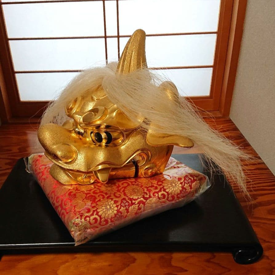 獅子頭 金箔 富山県井波彫刻