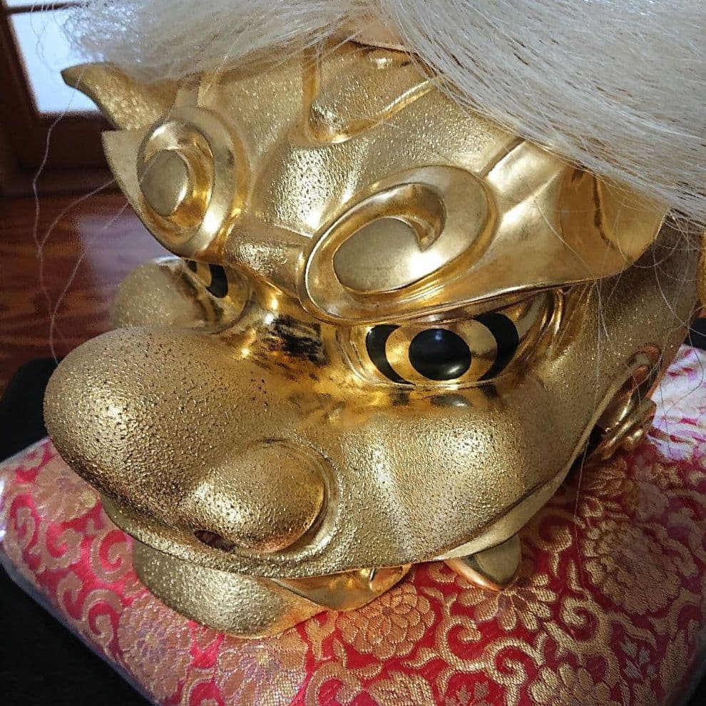 獅子頭 金箔 富山県井波彫刻