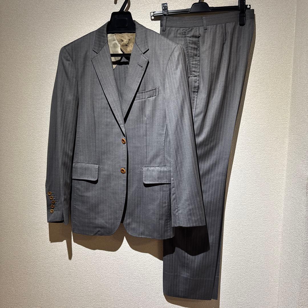 M*〜様 ポールスミス グレー ストライプ ビジネススーツ セットアップ