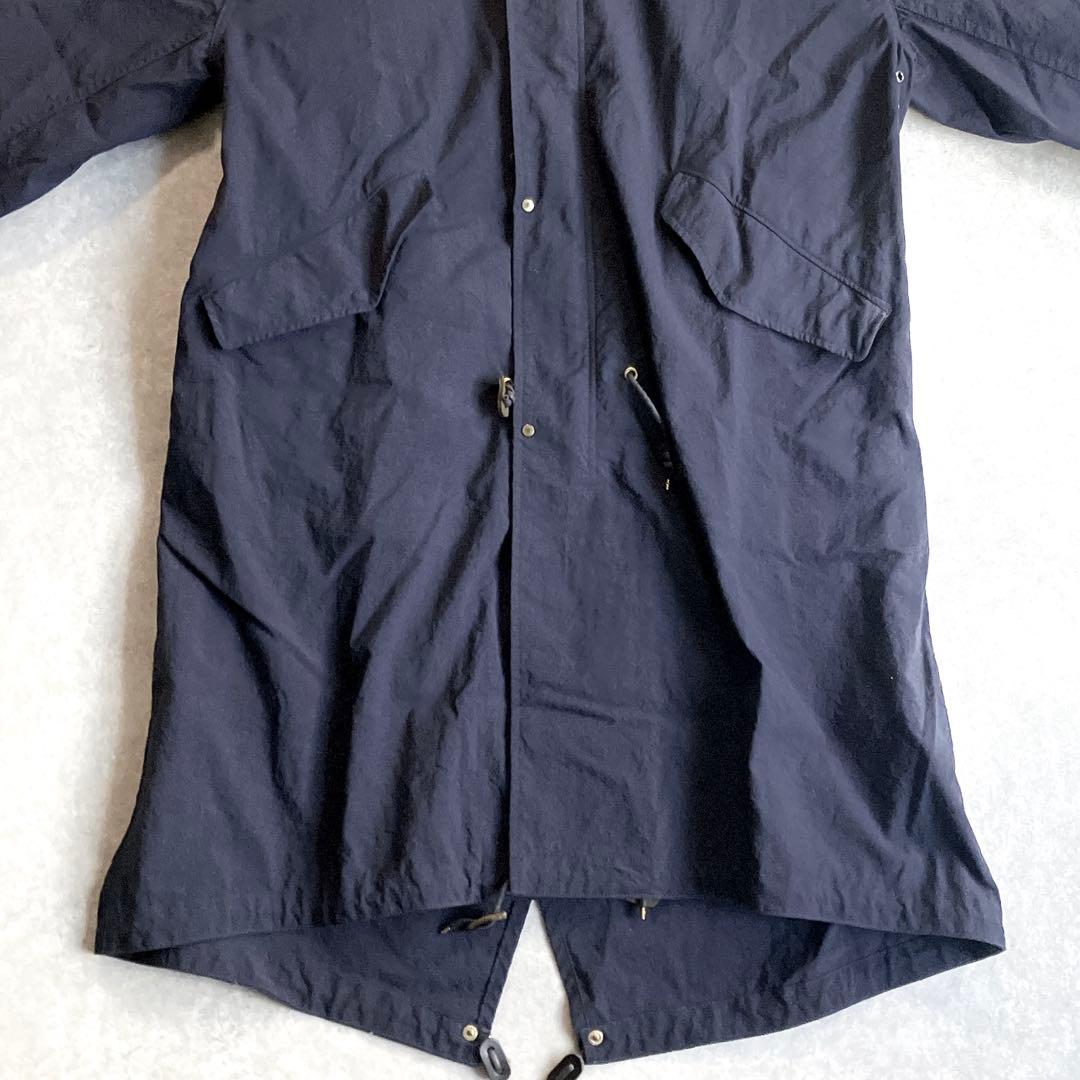 美品 オーシバル 軽量ナイロンモッズコート フードブルゾン 紺 ドローコード