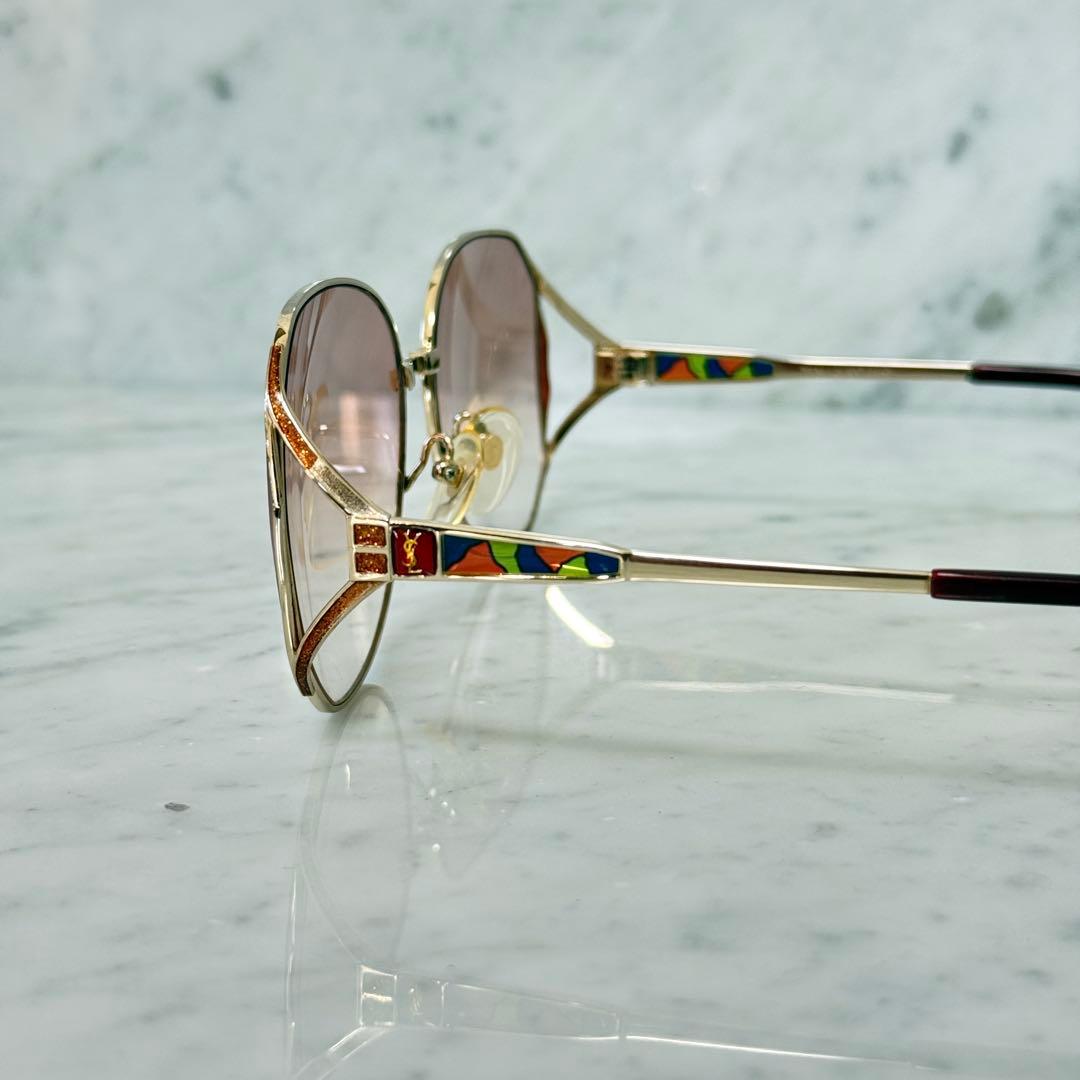 美品 イヴサンローラン サングラス 派手 ステンドグラス ピンク ロゴ YSL