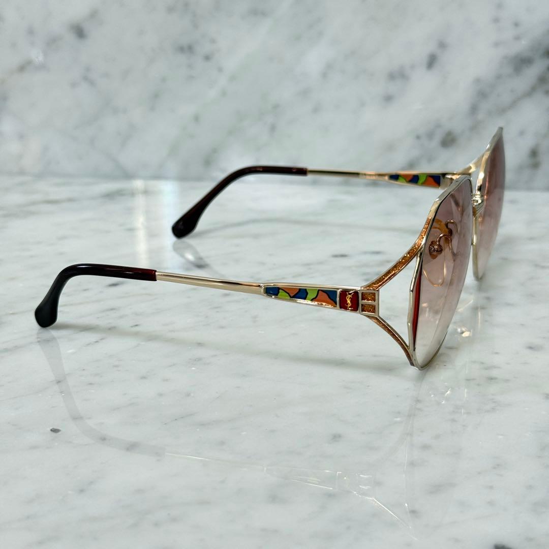 美品 イヴサンローラン サングラス 派手 ステンドグラス ピンク ロゴ YSL