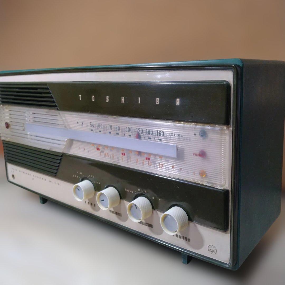 昭和レトロマツダラジオうぐいすQS TOSHIBA5UD-241型真空管ラジオ