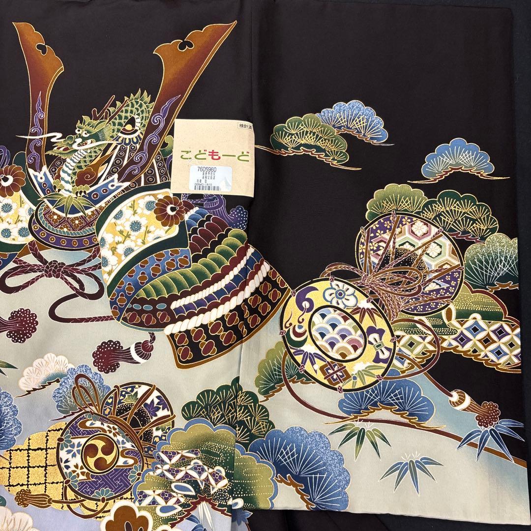 新品「最高級品」男子正絹産着祝着京友禅豪華多色本金加工染、特選大将兜龍に祝古典文