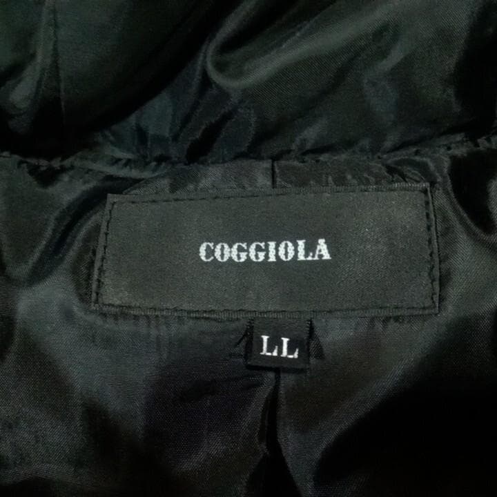 美品 COGGIOLA コッジョラ ラムレザー フーデッド ダウンベスト LL黒