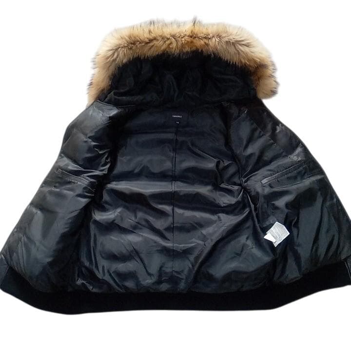 美品 COGGIOLA コッジョラ ラムレザー フーデッド ダウンベスト LL黒