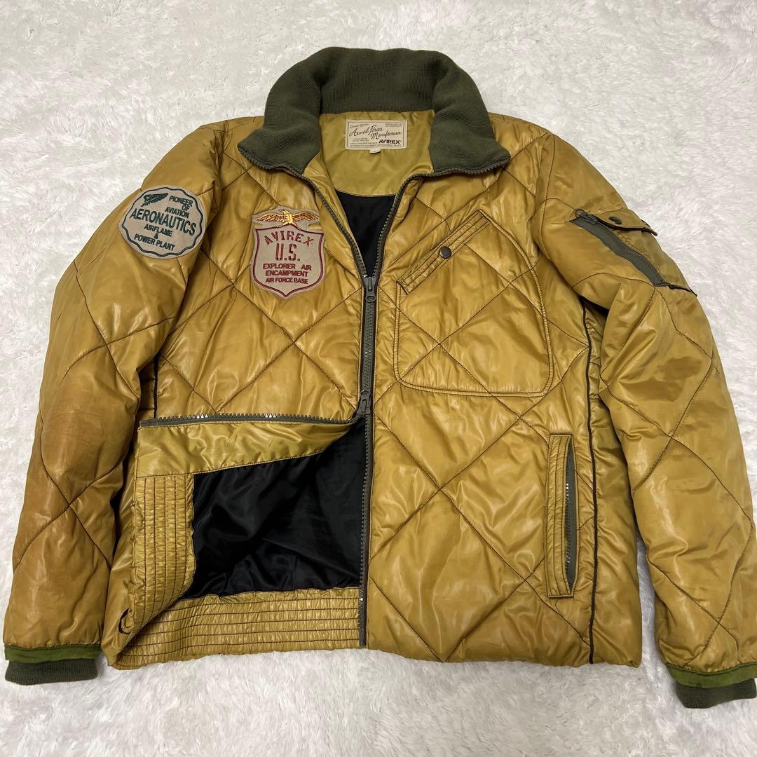 【希少】AVIREX アヴィレックス キルティングジャケット ワッペン 刺繍 L