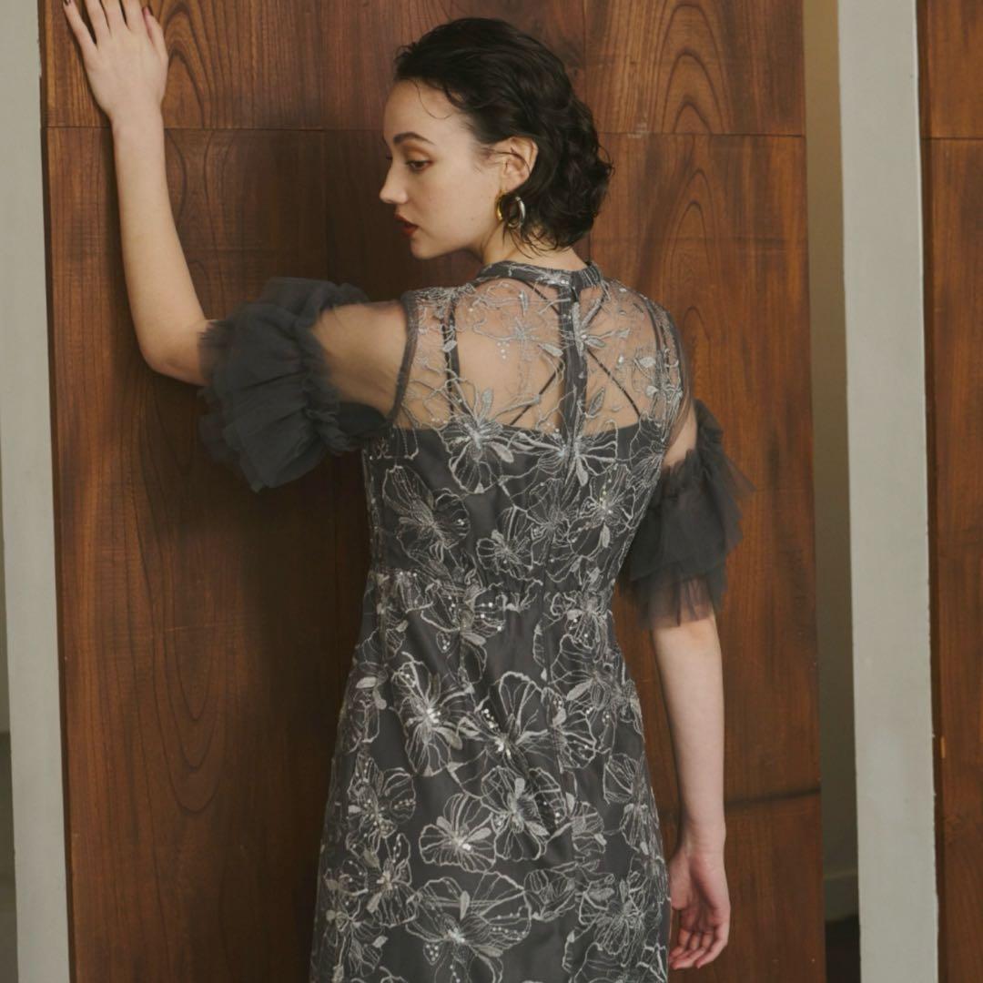 ANDRESD キーネックエンブロイダリードレス