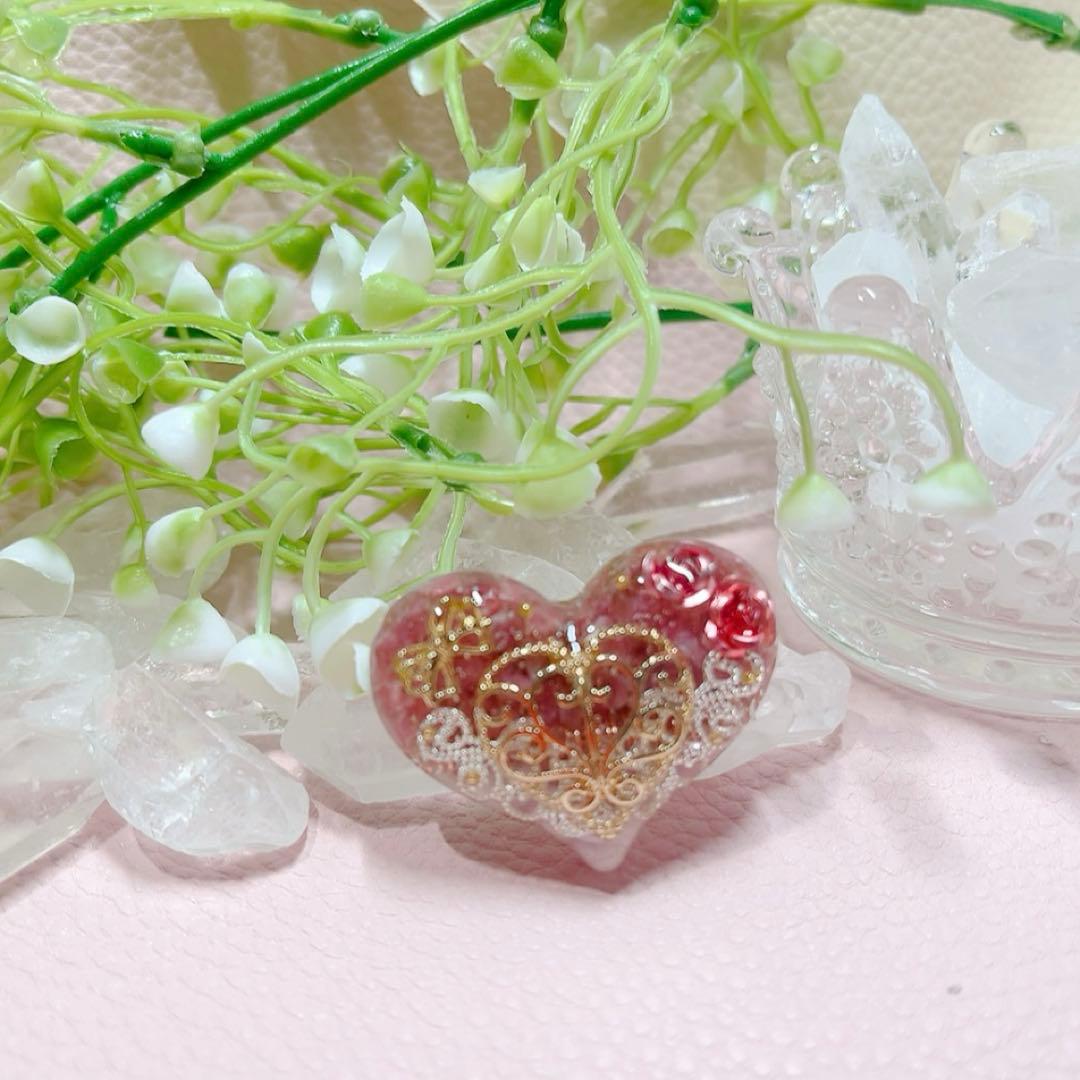 癒しのオルゴナイト❤️ピンクトルマリン＋ミルキークンツァイトのハート型♡