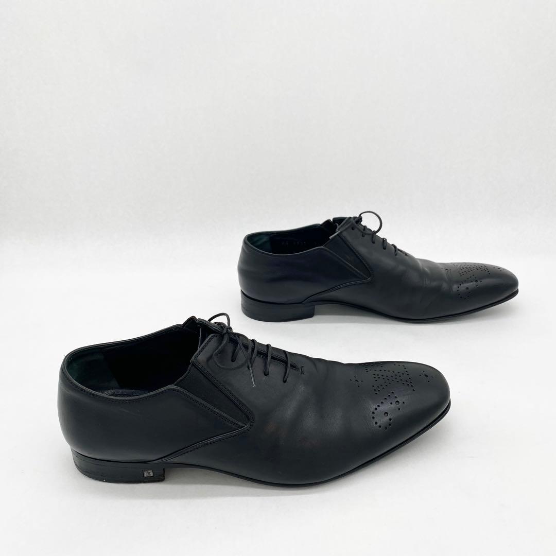 A18208 美品 ルイヴィトン LVロゴメダリオン レザーシューズ 黒7.5