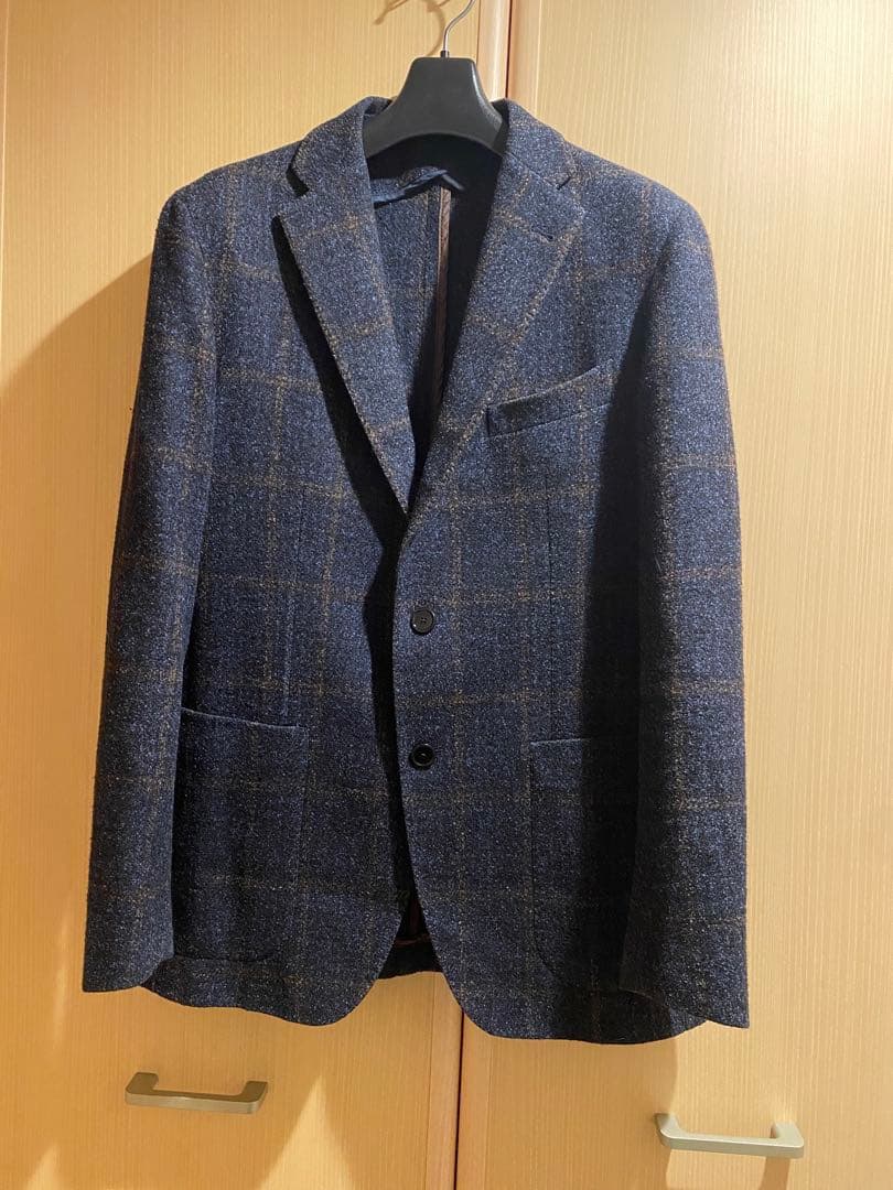 TAGLIATORE テーラード　ジャケット チェック　ネイビー　48/R L