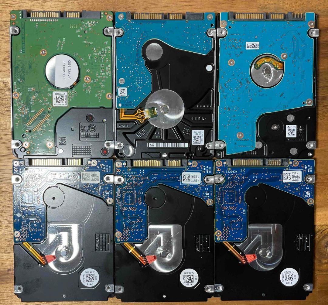 6枚セット 各種メーカー 2.5インチ HDD 1TB 厚さ7mm