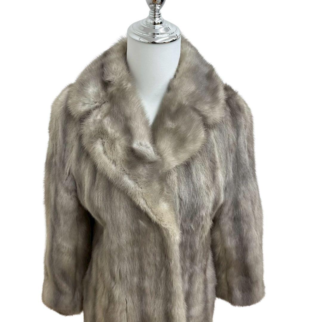 リアルファーコート サイズ6 ベージュ系グレージュ（ベージュ寄りのグレー）