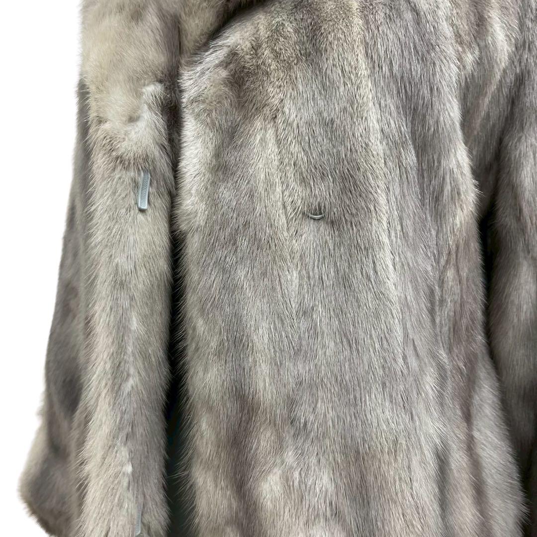 リアルファーコート サイズ6 ベージュ系グレージュ（ベージュ寄りのグレー）