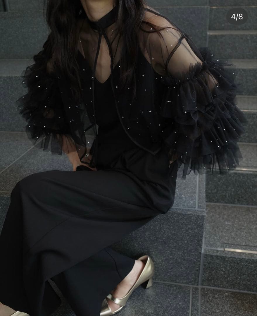 ブラックチュールフリルジャケットセット/Ameri vintage ロンパース