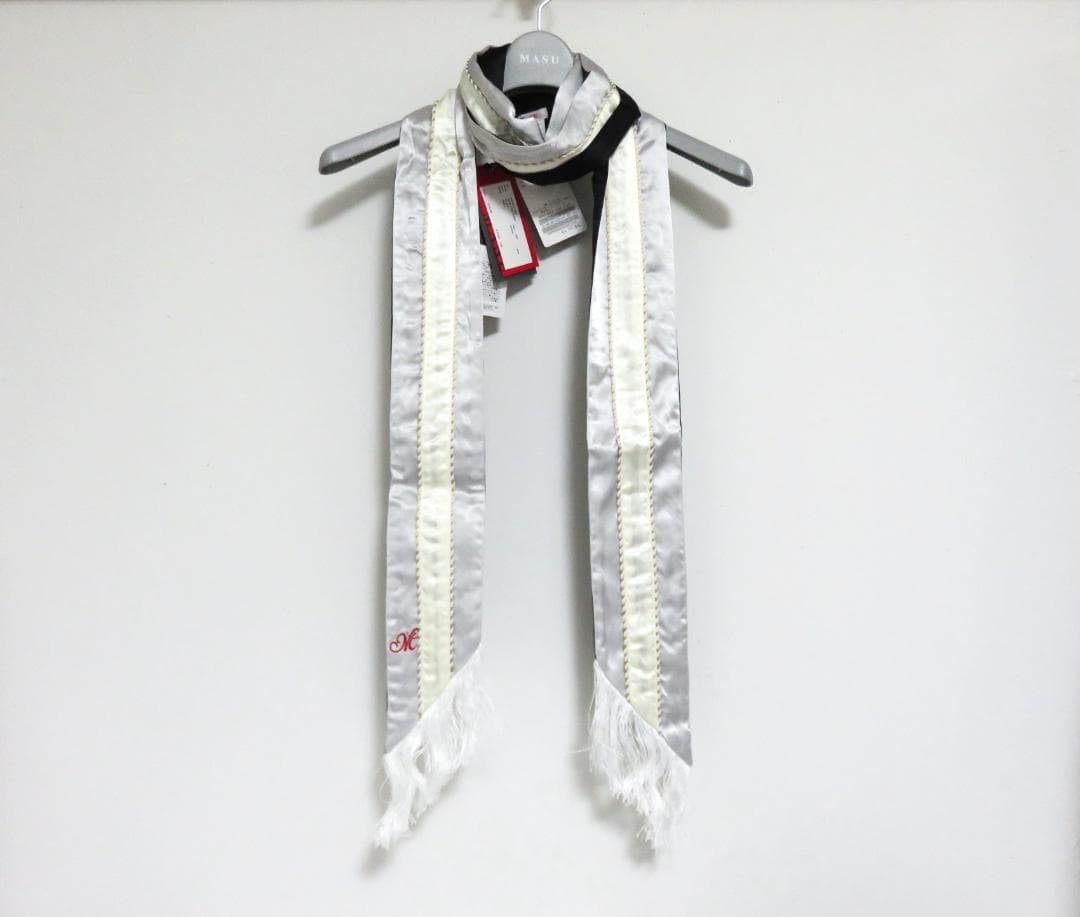 定価2.4万 新品 MASU SUKA LONG SCARF シルバー ストール