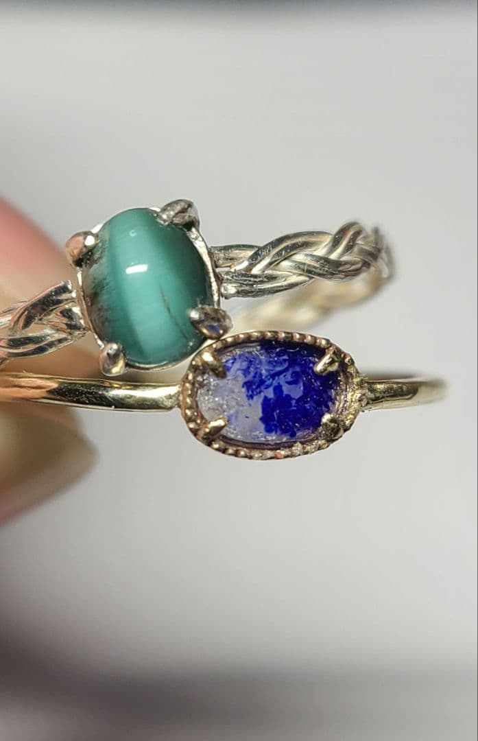 りり★トルマリンキャツアイ、ラズライトインソーダライト★リングオーダー