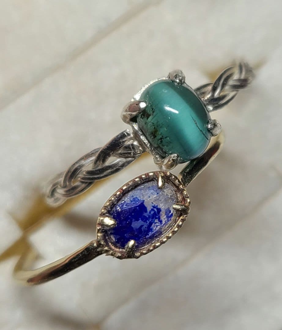 りり★トルマリンキャツアイ、ラズライトインソーダライト★リングオーダー