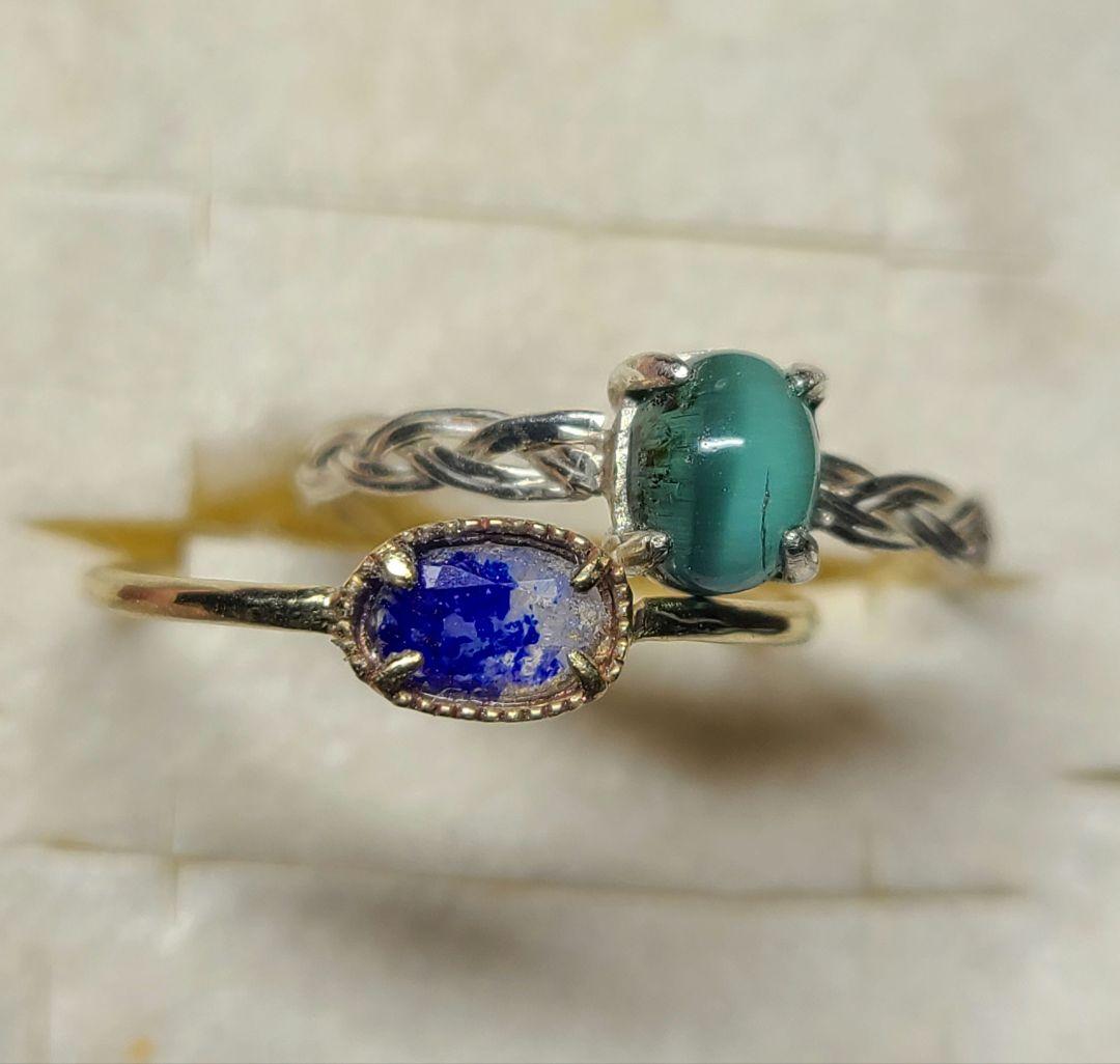 りり★トルマリンキャツアイ、ラズライトインソーダライト★リングオーダー