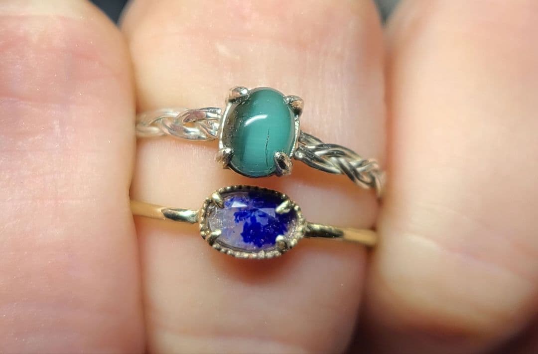 りり★トルマリンキャツアイ、ラズライトインソーダライト★リングオーダー