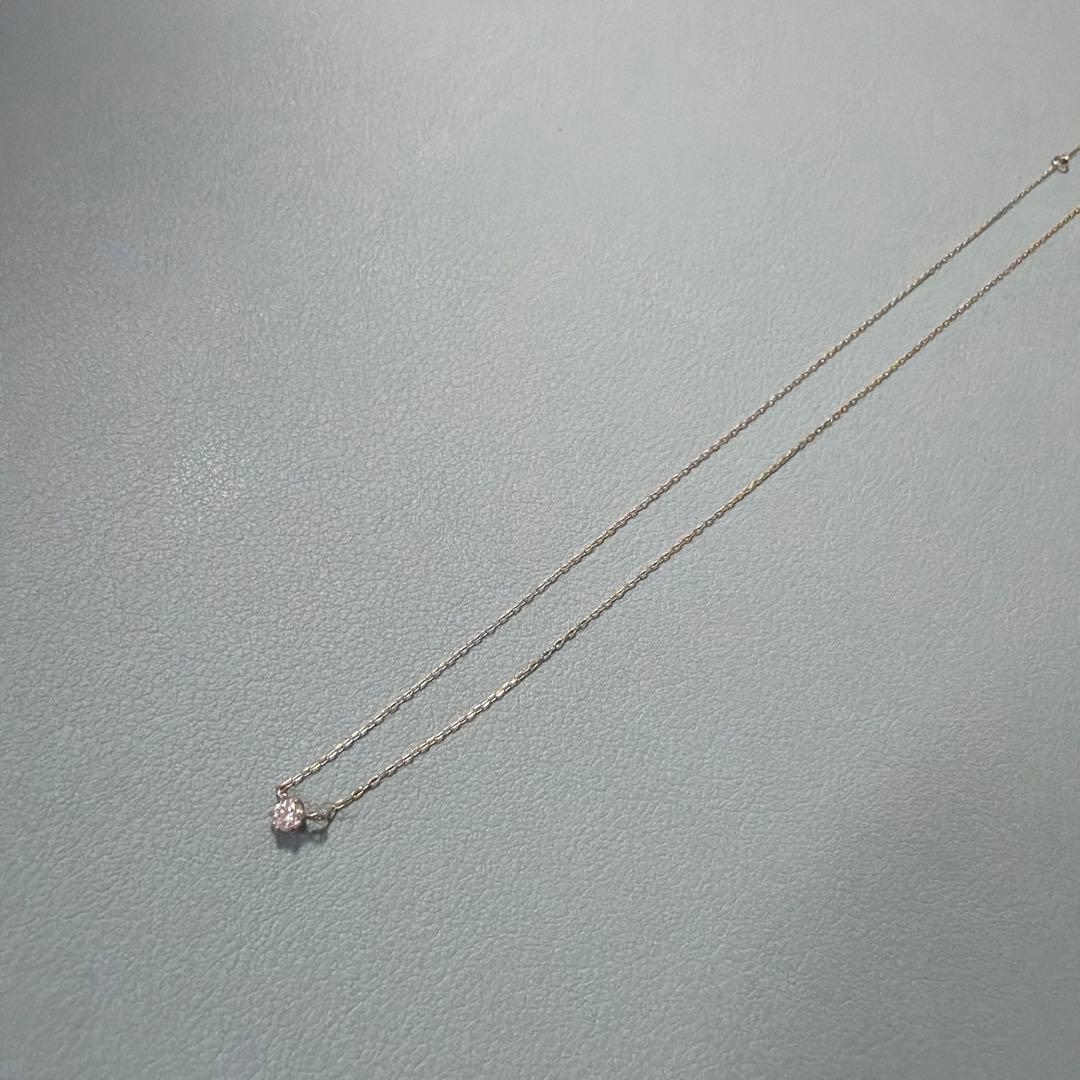 【 渡邊】K18 一粒ダイヤモンド ネックレス 0.1ct WG YG