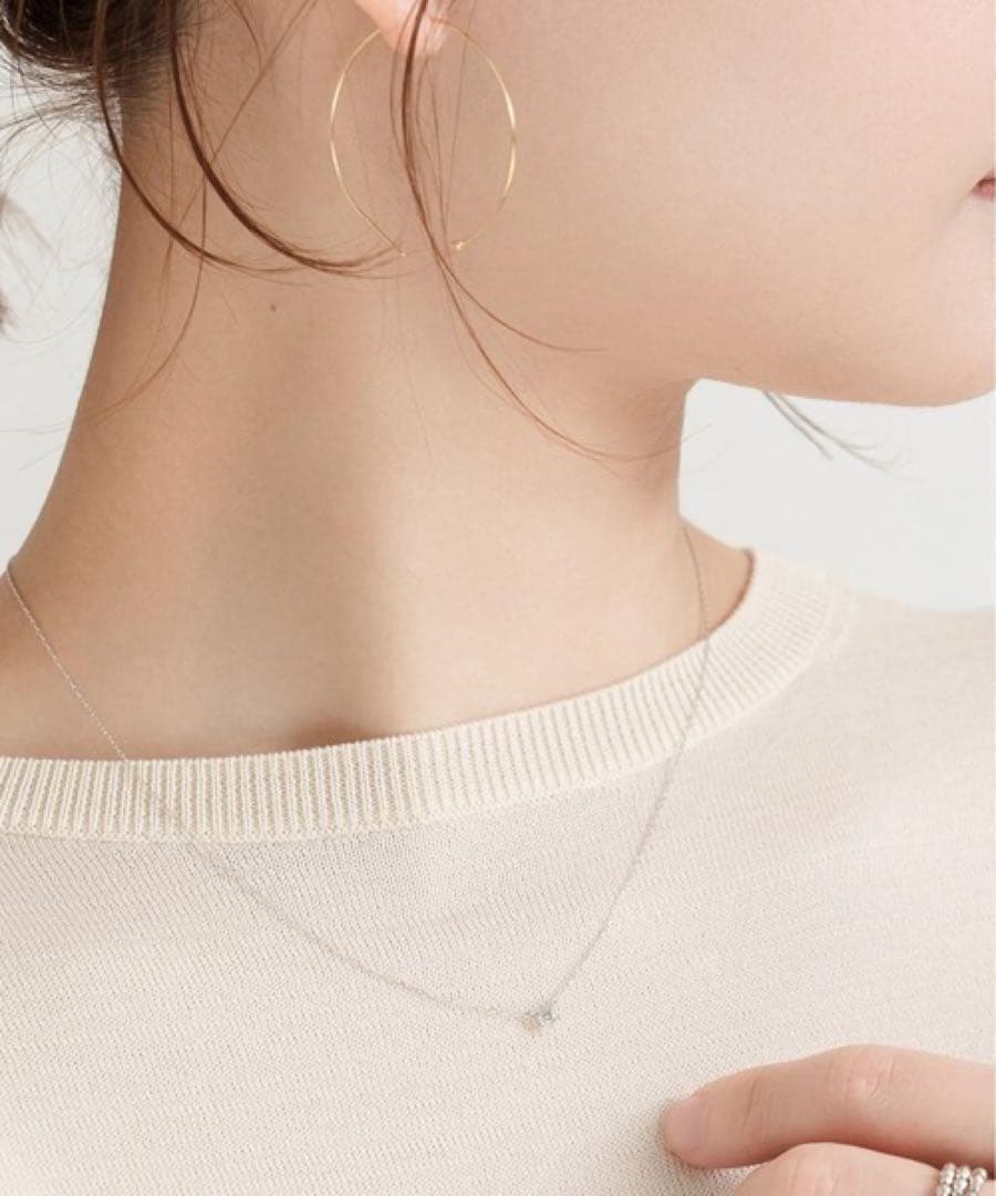 【 渡邊】K18 一粒ダイヤモンド ネックレス 0.1ct WG YG