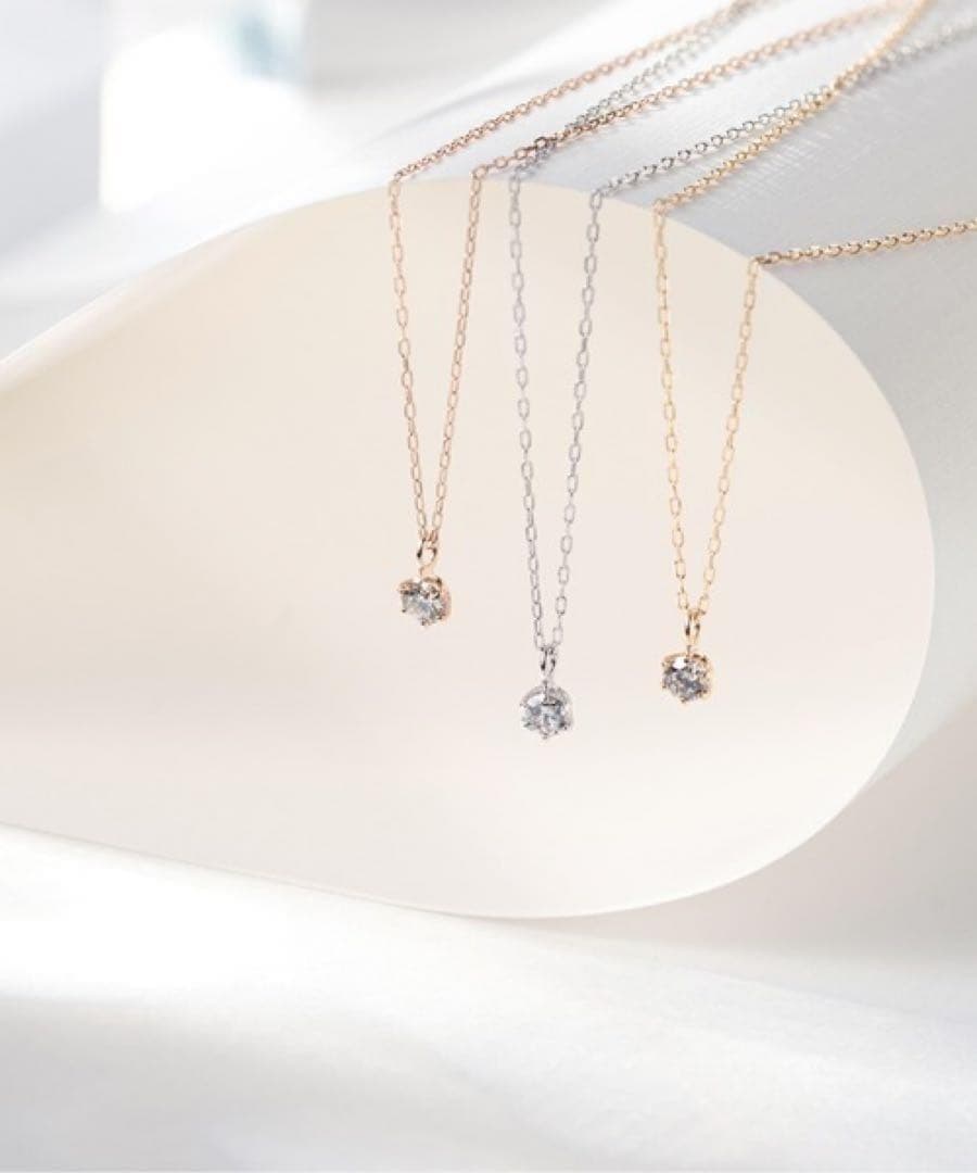 【 渡邊】K18 一粒ダイヤモンド ネックレス 0.1ct WG YG