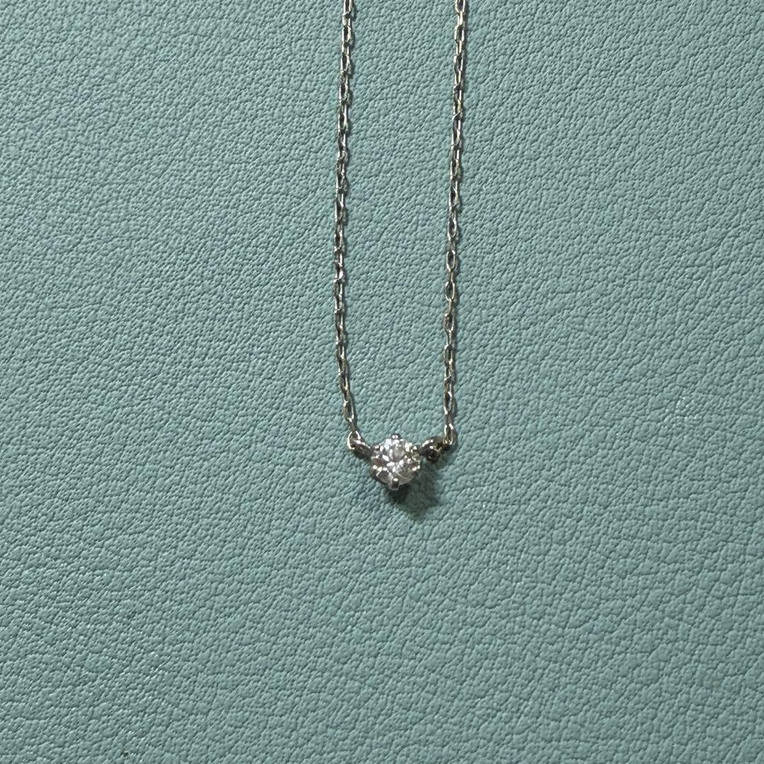 【 渡邊】K18 一粒ダイヤモンド ネックレス 0.1ct WG YG