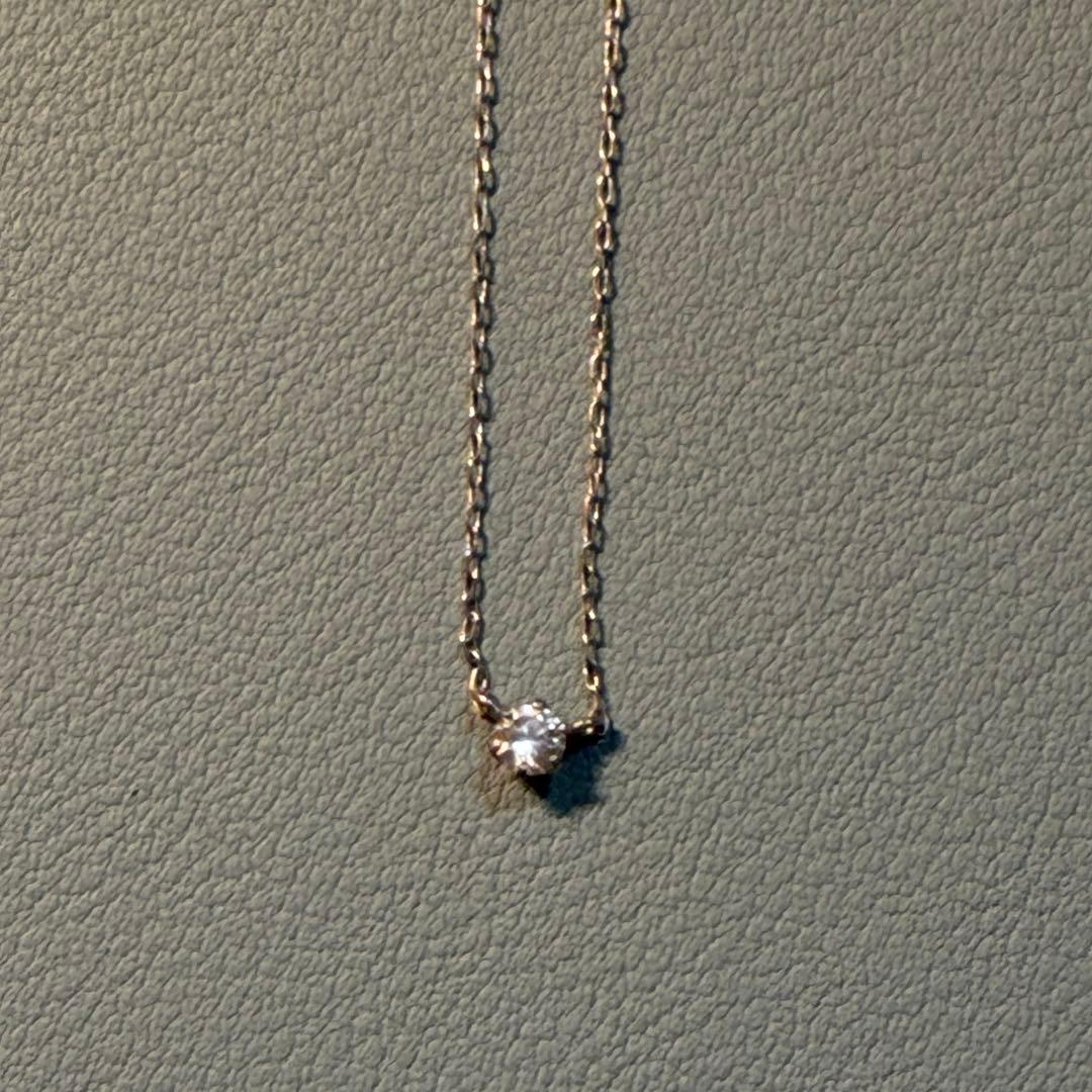 【 渡邊】K18 一粒ダイヤモンド ネックレス 0.1ct WG YG