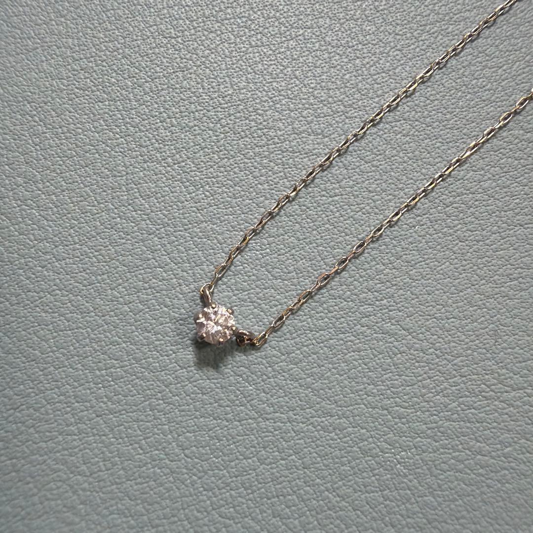 【 渡邊】K18 一粒ダイヤモンド ネックレス 0.1ct WG YG