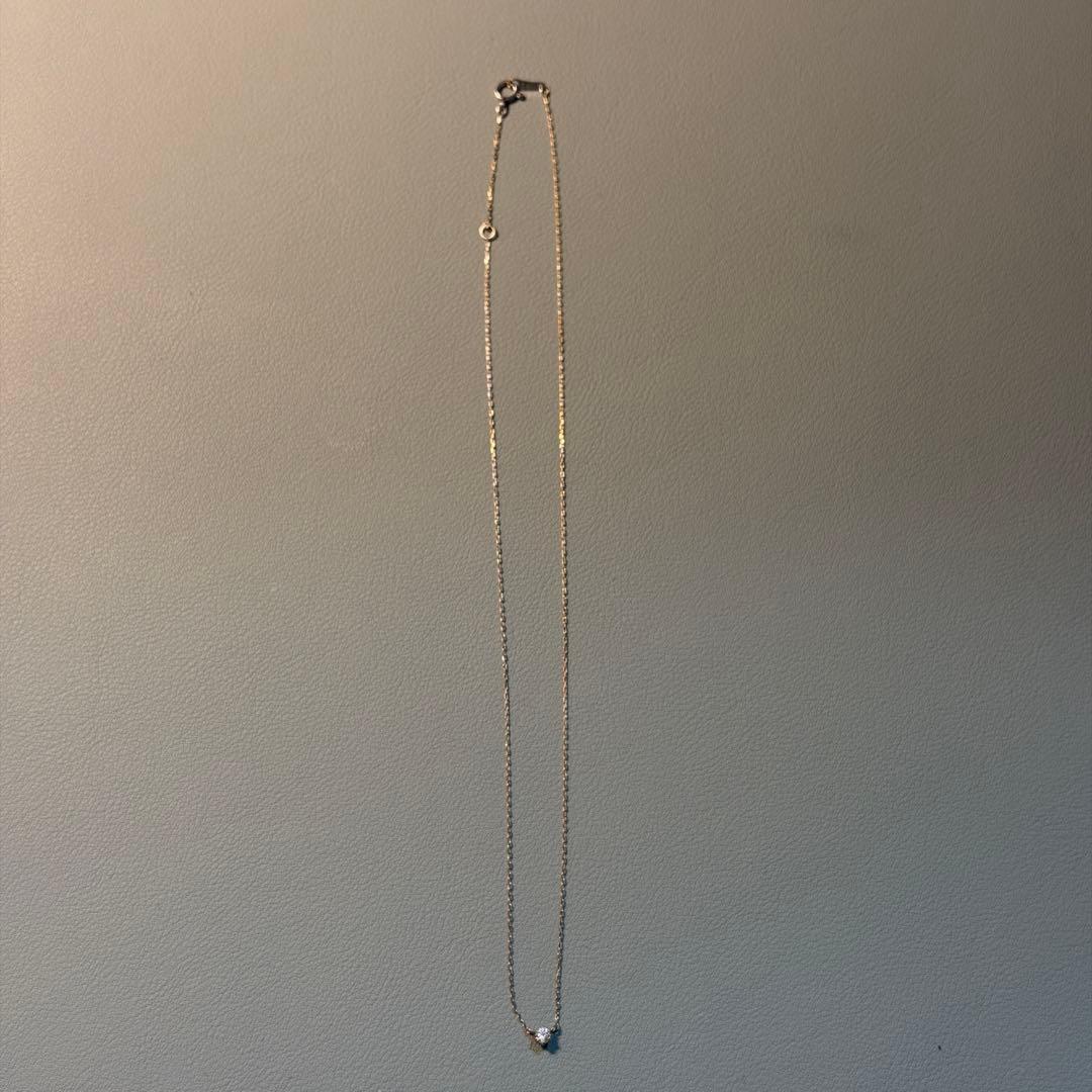 【 渡邊】K18 一粒ダイヤモンド ネックレス 0.1ct WG YG