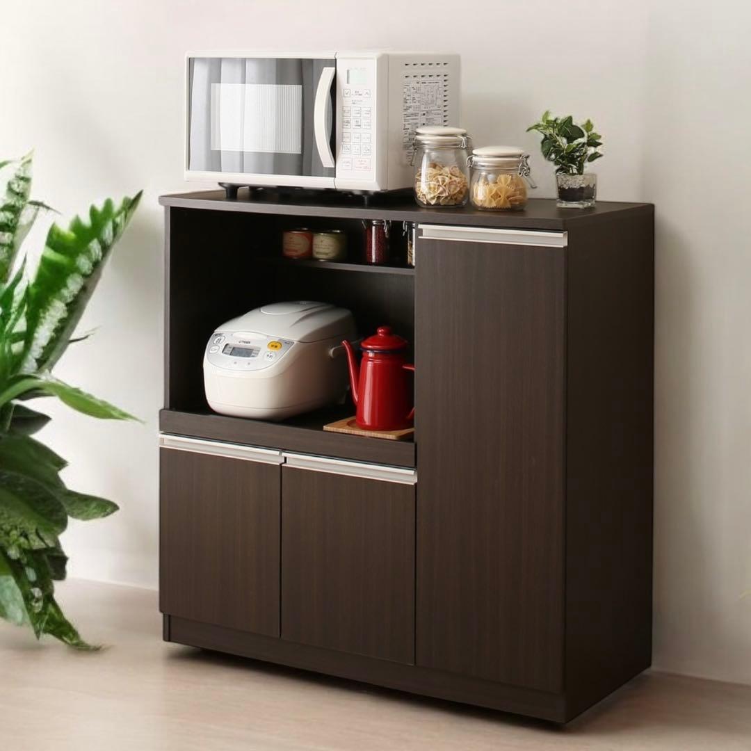 ニトリ レンジ台 フォルム 幅90cm ダークブラウン