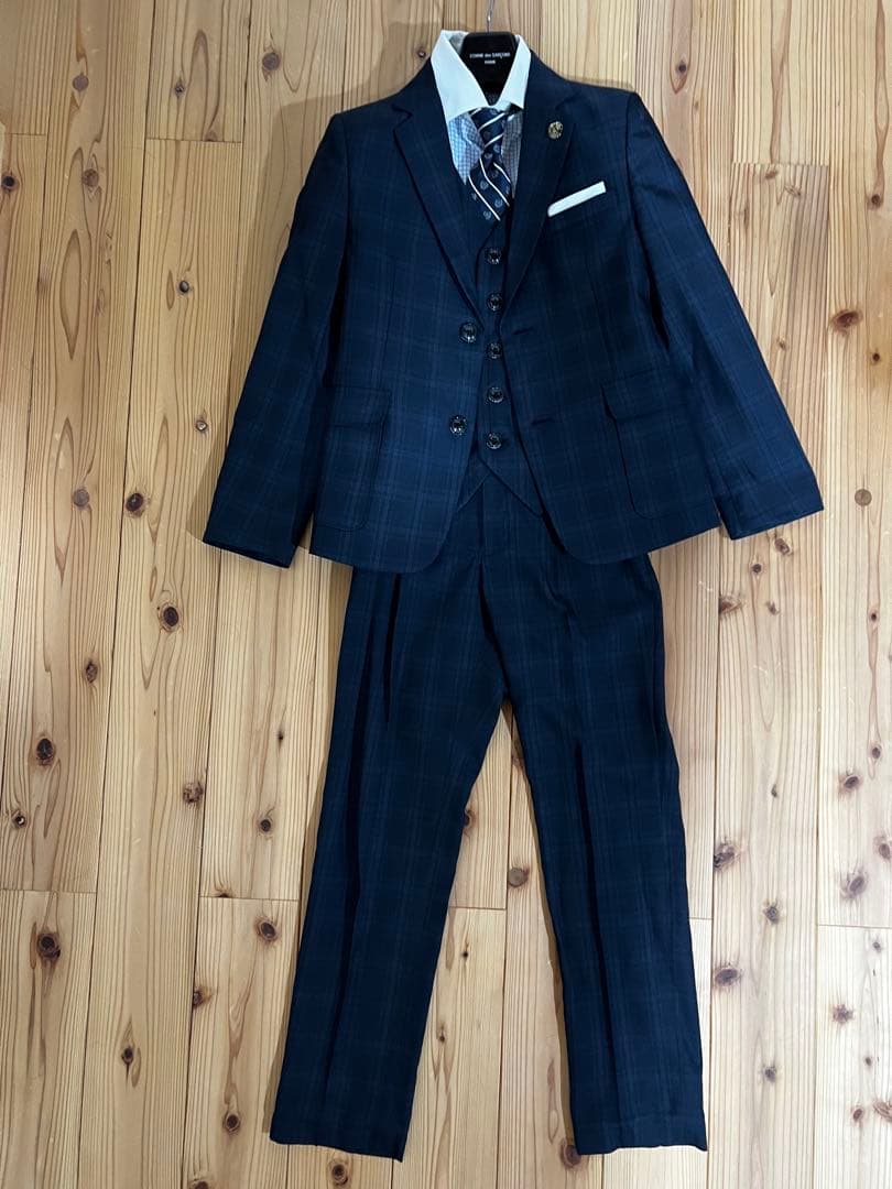 BEAMS DESIGN ネイビー チェック柄 スーツ 5点セット