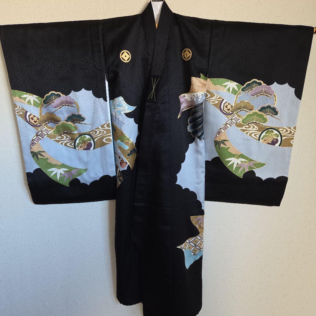 1-11　正絹　男の子お祝い着物　長襦袢付き　産着　逸品