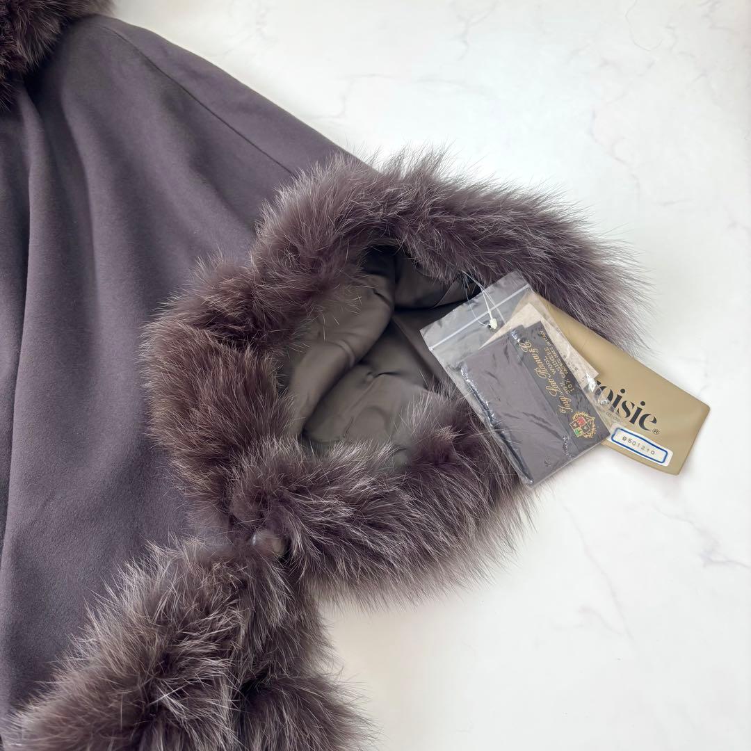 【未使用タグ付き カシミヤ混】ロロピアーナ生地使用 カシミヤ混 ポンチョ フード